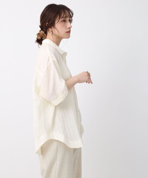 NOAHL(ノアル)の「【NOAHL】シアー半袖オーバーシャツ(シャツ/ブラウス・レディース・ダークブラウン/グレイッシュベージュ/アイボリー・FREE)」の21枚目の写真