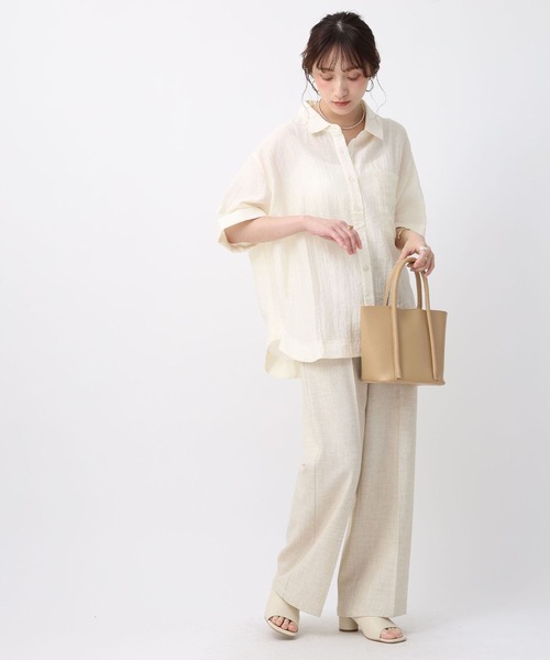 NOAHL(ノアル)の「【NOAHL】シアー半袖オーバーシャツ(シャツ/ブラウス・レディース・ダークブラウン/グレイッシュベージュ/アイボリー・FREE)」の4枚目の写真
