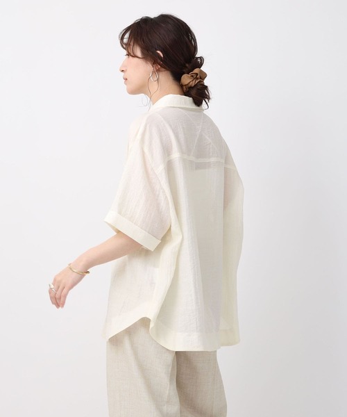 NOAHL(ノアル)の「【NOAHL】シアー半袖オーバーシャツ(シャツ/ブラウス・レディース・ダークブラウン/グレイッシュベージュ/アイボリー・FREE)」の5枚目の写真