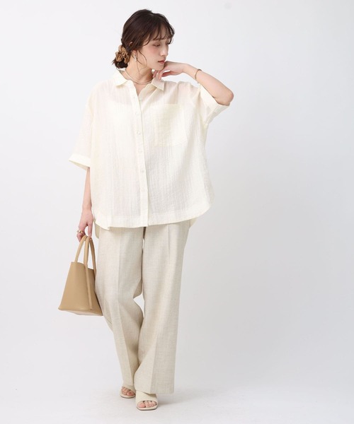 NOAHL(ノアル)の「【NOAHL】シアー半袖オーバーシャツ(シャツ/ブラウス・レディース・ダークブラウン/グレイッシュベージュ/アイボリー・FREE)」の7枚目の写真