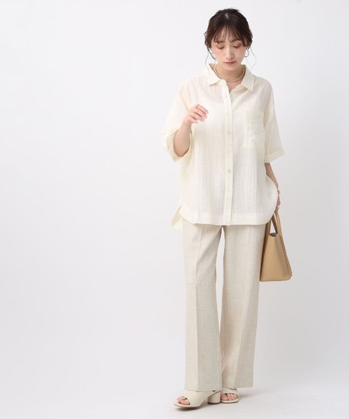 NOAHL(ノアル)の「【NOAHL】シアー半袖オーバーシャツ(シャツ/ブラウス・レディース・ダークブラウン/グレイッシュベージュ/アイボリー・FREE)」の8枚目の写真