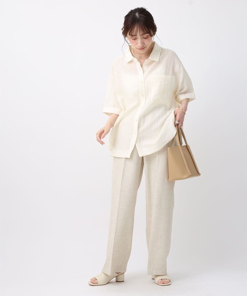 NOAHL(ノアル)の「【NOAHL】シアー半袖オーバーシャツ(シャツ/ブラウス・レディース・ダークブラウン/グレイッシュベージュ/アイボリー・FREE)」の22枚目の写真
