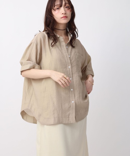 NOAHL(ノアル)の「【NOAHL】シアー半袖オーバーシャツ(シャツ/ブラウス・レディース・ダークブラウン/グレイッシュベージュ/アイボリー・FREE)」の15枚目の写真