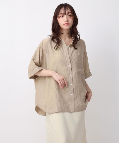 NOAHL(ノアル)の「【NOAHL】シアー半袖オーバーシャツ(シャツ/ブラウス・レディース・ダークブラウン/グレイッシュベージュ/アイボリー・FREE)」の10枚目の写真