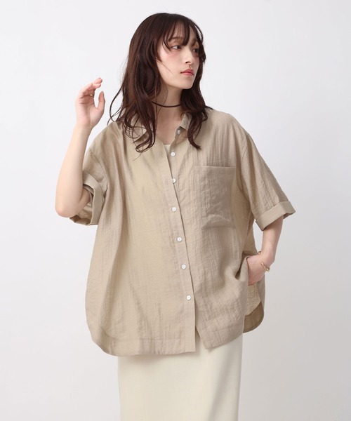 NOAHL(ノアル)の「【NOAHL】シアー半袖オーバーシャツ(シャツ/ブラウス・レディース・ダークブラウン/グレイッシュベージュ/アイボリー・FREE)」の9枚目の写真
