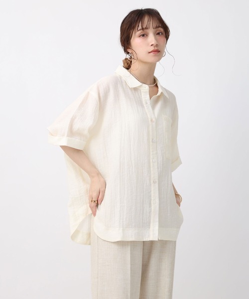 NOAHL(ノアル)の「【NOAHL】シアー半袖オーバーシャツ(シャツ/ブラウス・レディース・ダークブラウン/グレイッシュベージュ/アイボリー・FREE)」の19枚目の写真