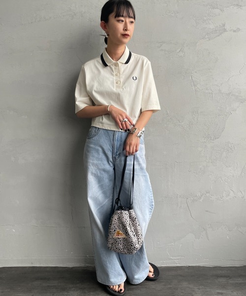 Fred Perry クロップドポロシャツ ホワイト FRED PERRY/フレッドペリー] シングルティップライン クロップド丈