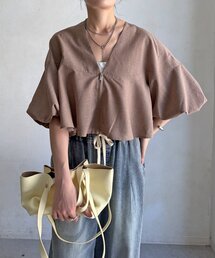 【WEB限定/セット着用可能】リネンライクジップボレロ