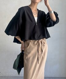 【WEB限定/セット着用可能】リネンライクジップボレロ