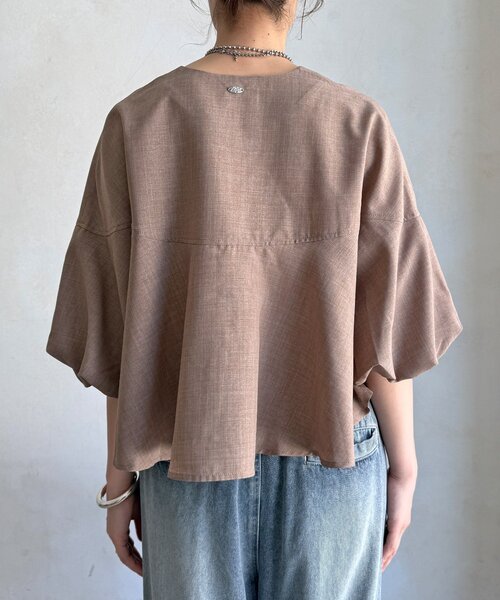 DouDou(ドゥドゥ)の「【WEB限定/セット着用可能】リネンライクジップボレロ(シャツ/ブラウス・レディース・グレイッシュベージュ/グレー/ブラック・FREE)」の7枚目の写真
