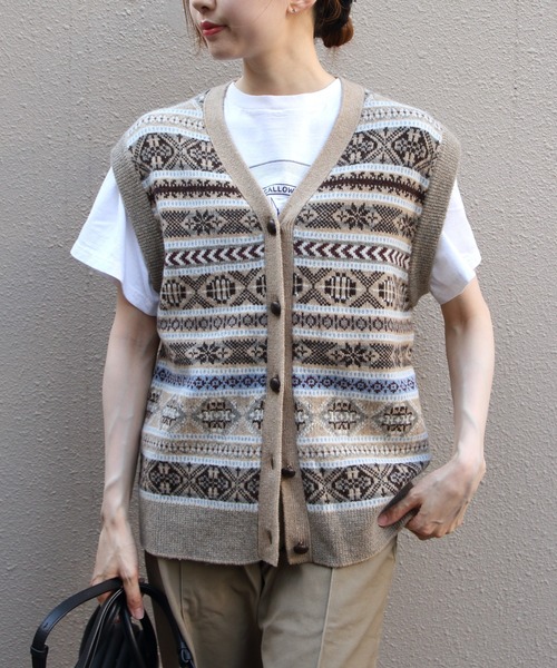THE SHINZONE(ザ シンゾーン)の「THE SHINZONE/シンゾーン フェアアイルニットベスト FAIR ISLE KNIT VEST 26AMSNI08(ベスト・レディース・ネイビー/ベージュ・FREE)」の7枚目の写真