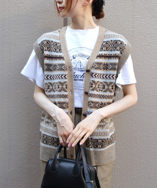 THE SHINZONE(ザ シンゾーン)の「THE SHINZONE/シンゾーン フェアアイルニットベスト FAIR ISLE KNIT VEST 26AMSNI08(ベスト・レディース・ネイビー/ベージュ・FREE)」の8枚目の写真