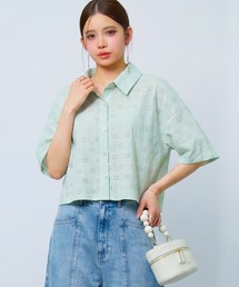 アイレット刺繍半袖シャツ