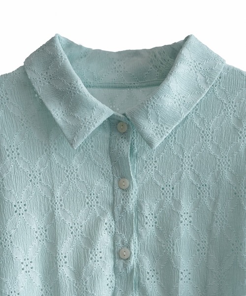 DRESS PLUS(ドレスプラス)の「アイレット刺繍半袖シャツ(Tシャツ/カットソー・レディース・オフホワイト/ミント/ブラック・M)」の9枚目の写真