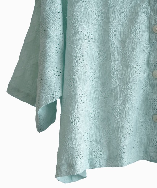 DRESS PLUS(ドレスプラス)の「アイレット刺繍半袖シャツ(Tシャツ/カットソー・レディース・オフホワイト/ミント/ブラック・M)」の4枚目の写真
