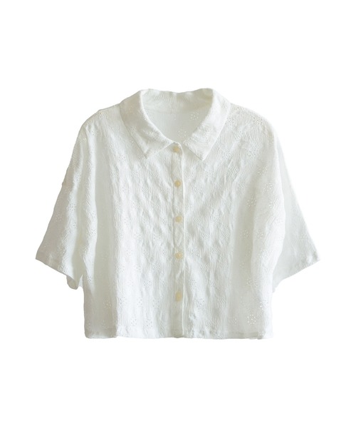 DRESS PLUS(ドレスプラス)の「アイレット刺繍半袖シャツ(Tシャツ/カットソー・レディース・オフホワイト/ミント/ブラック・M)」の18枚目の写真