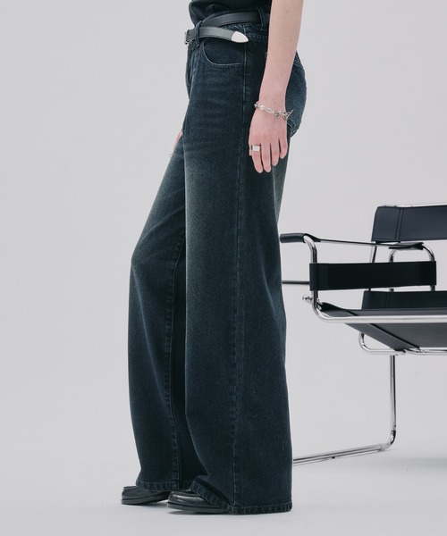 SELLE GLANT(セレグランテ)の「PROCESSED STRAIGHT DENIM/プロセストストレートデニム(デニムパンツ・メンズ・ダークインディゴブルー/ブラック・SMALL/MEDIUM/LARGE)」の13枚目の写真