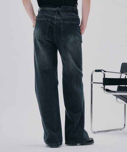SELLE GLANT(セレグランテ)の「PROCESSED STRAIGHT DENIM/プロセストストレートデニム(デニムパンツ・メンズ・ダークインディゴブルー/ブラック・SMALL/MEDIUM/LARGE)」の14枚目の写真