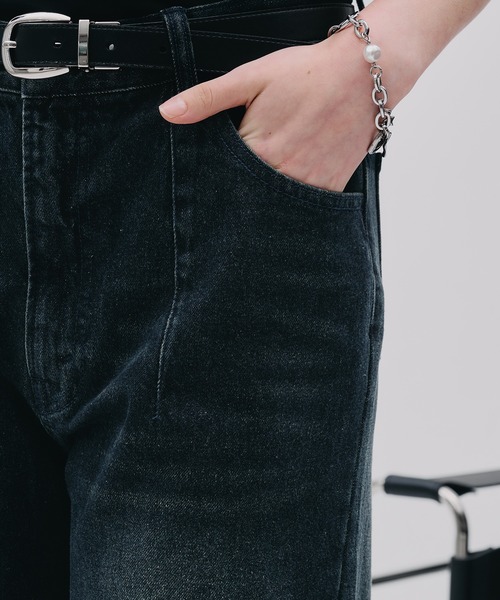 SELLE GLANT(セレグランテ)の「PROCESSED STRAIGHT DENIM/プロセストストレートデニム(デニムパンツ・メンズ・ダークインディゴブルー/ブラック・SMALL/MEDIUM/LARGE)」の22枚目の写真