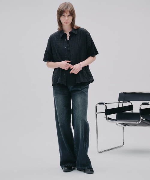 SELLE GLANT(セレグランテ)の「PROCESSED STRAIGHT DENIM/プロセストストレートデニム(デニムパンツ・メンズ・ダークインディゴブルー/ブラック・SMALL/MEDIUM/LARGE)」の16枚目の写真