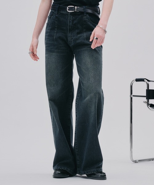 SELLE GLANT(セレグランテ)の「PROCESSED STRAIGHT DENIM/プロセストストレートデニム(デニムパンツ・メンズ・ダークインディゴブルー/ブラック・SMALL/MEDIUM/LARGE)」の20枚目の写真