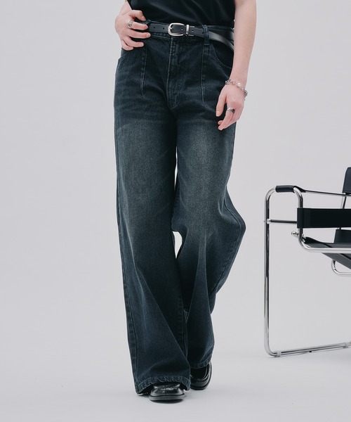 SELLE GLANT(セレグランテ)の「PROCESSED STRAIGHT DENIM/プロセストストレートデニム(デニムパンツ・メンズ・ダークインディゴブルー/ブラック・SMALL/MEDIUM/LARGE)」の21枚目の写真