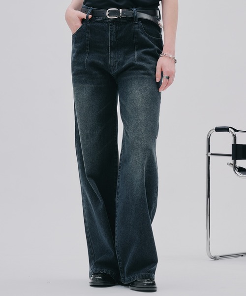 SELLE GLANT(セレグランテ)の「PROCESSED STRAIGHT DENIM/プロセストストレートデニム(デニムパンツ・メンズ・ダークインディゴブルー/ブラック・SMALL/MEDIUM/LARGE)」の12枚目の写真