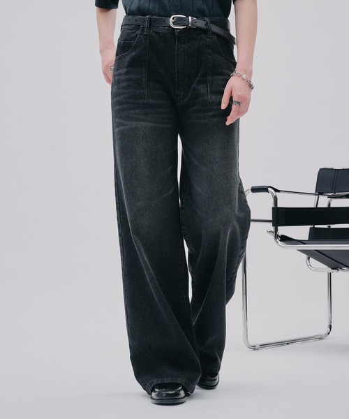 SELLE GLANT(セレグランテ)の「PROCESSED STRAIGHT DENIM/プロセストストレートデニム(デニムパンツ・メンズ・ダークインディゴブルー/ブラック・SMALL/MEDIUM/LARGE)」の18枚目の写真
