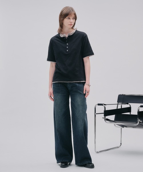 SELLE GLANT(セレグランテ)の「PROCESSED STRAIGHT DENIM/プロセストストレートデニム(デニムパンツ・メンズ・ダークインディゴブルー/ブラック・SMALL/MEDIUM/LARGE)」の17枚目の写真