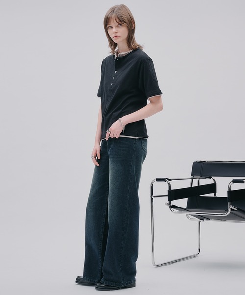 SELLE GLANT(セレグランテ)の「PROCESSED STRAIGHT DENIM/プロセストストレートデニム(デニムパンツ・メンズ・ダークインディゴブルー/ブラック・SMALL/MEDIUM/LARGE)」の11枚目の写真