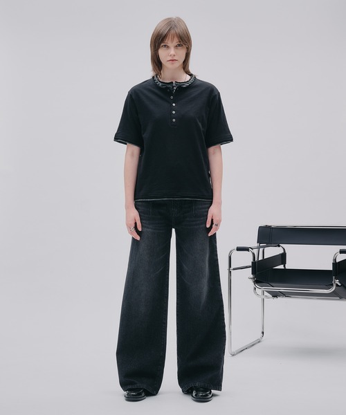 SELLE GLANT(セレグランテ)の「PROCESSED STRAIGHT DENIM/プロセストストレートデニム(デニムパンツ・メンズ・ダークインディゴブルー/ブラック・SMALL/MEDIUM/LARGE)」の4枚目の写真