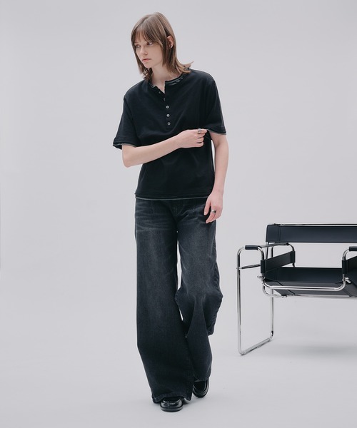 SELLE GLANT(セレグランテ)の「PROCESSED STRAIGHT DENIM/プロセストストレートデニム(デニムパンツ・メンズ・ダークインディゴブルー/ブラック・SMALL/MEDIUM/LARGE)」の5枚目の写真