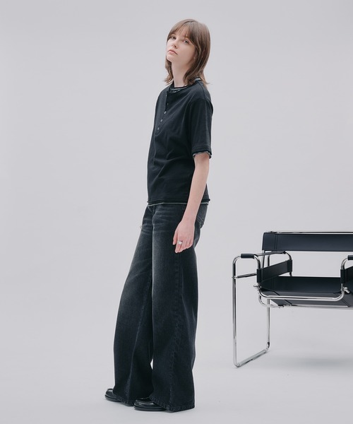 SELLE GLANT(セレグランテ)の「PROCESSED STRAIGHT DENIM/プロセストストレートデニム(デニムパンツ・メンズ・ダークインディゴブルー/ブラック・SMALL/MEDIUM/LARGE)」の7枚目の写真