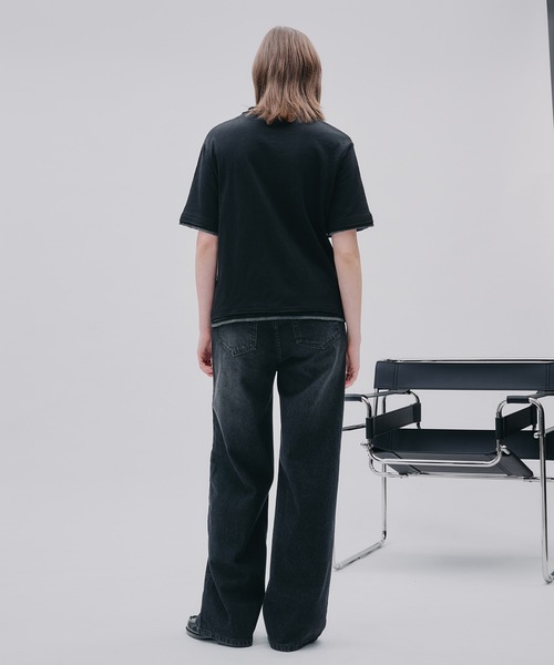 SELLE GLANT(セレグランテ)の「PROCESSED STRAIGHT DENIM/プロセストストレートデニム(デニムパンツ・メンズ・ダークインディゴブルー/ブラック・SMALL/MEDIUM/LARGE)」の8枚目の写真