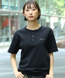 【BEN DAVIS(ベンデイビス)】 RIB HENLEY TEE / Tシャツ 半袖 ヘンリーネック 刺繍 ワンポイント ユニセックス ピス