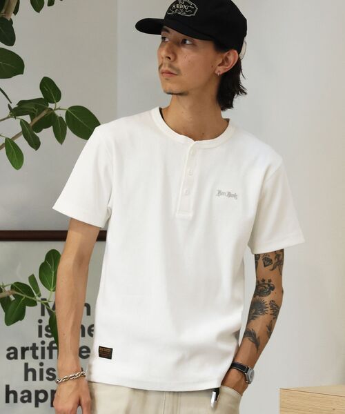 BEN DAVIS(ベンデイビス)の「【BEN DAVIS(ベンデイビス)】 RIB HENLEY TEE / Tシャツ 半袖 ヘンリーネック 刺繍 ワンポイント ユニセックス ピス(Tシャツ/カットソー・メンズ・グレー/ブラック/ホワイト・MEDIUM/X-LARGE/LARGE)」の7枚目の写真