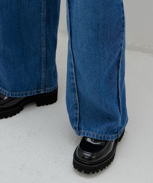 DRESSLAVE(ドレスレイブ)の「lyocell denim side tuck wide pants(リヨセルデニムショート丈ジャケットサイドタックワイドパンツ)(デニムパンツ・レディース・インディゴブルー・38/36)」の8枚目の写真