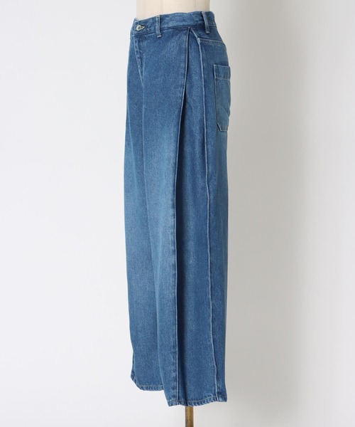 DRESSLAVE(ドレスレイブ)の「lyocell denim side tuck wide pants(リヨセルデニムショート丈ジャケットサイドタックワイドパンツ)(デニムパンツ・レディース・インディゴブルー・38/36)」の12枚目の写真