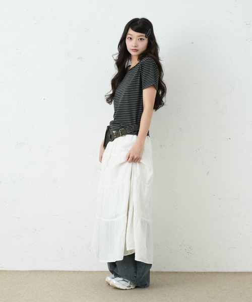 FCMM(エフシーエムエム)の「BORDER TEE / ボーダーTee(Tシャツ/カットソー・レディース・グレー/ブラック/グリーン・SMALL/MEDIUM)」の14枚目の写真