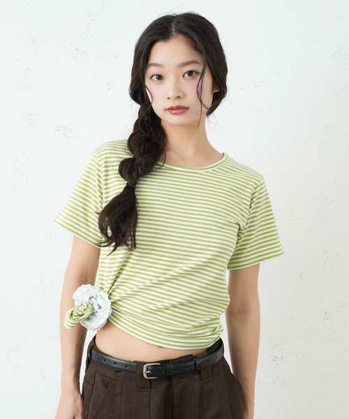 FCMM(エフシーエムエム)の「BORDER TEE / ボーダーTee(Tシャツ/カットソー・レディース・グレー/ブラック/グリーン・SMALL/MEDIUM)」の8枚目の写真