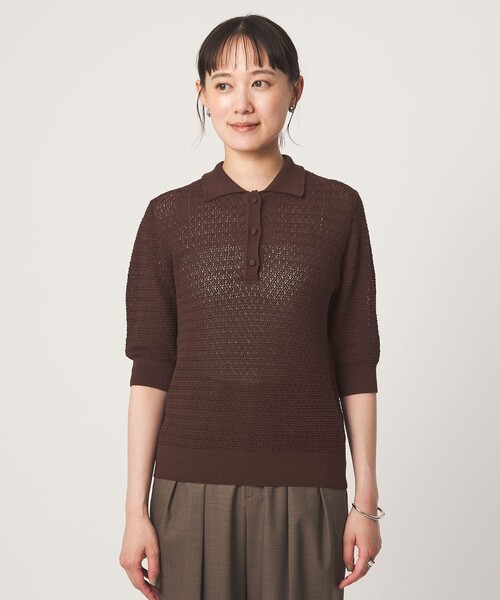 green label relaxing(グリーンレーベルリラクシング)の「エリツキ ショートスリーブ ニット(ニット/セーター・レディース・ブラウン/ブラック/ホワイト・FREE)」の7枚目の写真