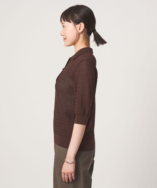 green label relaxing(グリーンレーベルリラクシング)の「エリツキ ショートスリーブ ニット(ニット/セーター・レディース・ブラウン/ブラック/ホワイト・FREE)」の8枚目の写真