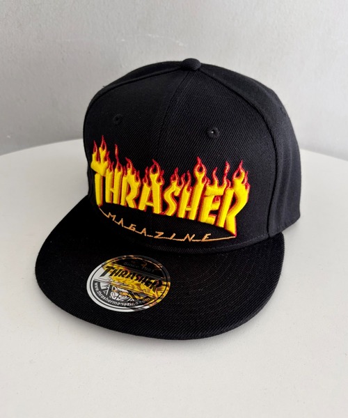 FLAME LOGO ポリエステルサージ 平ツバCAP（キャップ）｜THRASHER