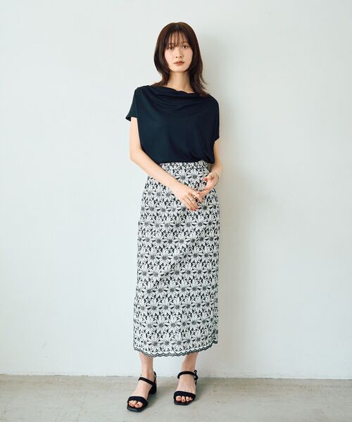 YECCA VECCA(イェッカヴェッカ)の「【接触冷感】ドレープカットトップス(Tシャツ/カットソー・レディース・ブラウン/ブルーグリーン/ブラック・FREE)」の10枚目の写真