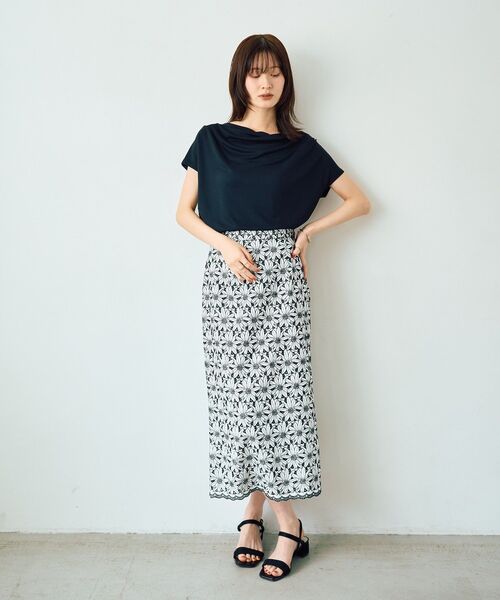 YECCA VECCA(イェッカヴェッカ)の「【接触冷感】ドレープカットトップス(Tシャツ/カットソー・レディース・ブラウン/ブルーグリーン/ブラック・FREE)」の13枚目の写真