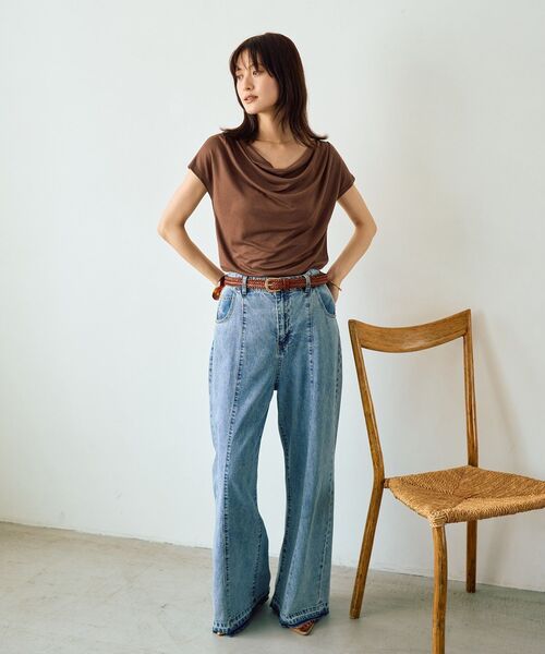 YECCA VECCA(イェッカヴェッカ)の「【接触冷感】ドレープカットトップス(Tシャツ/カットソー・レディース・ブラウン/ブルーグリーン/ブラック・FREE)」の17枚目の写真