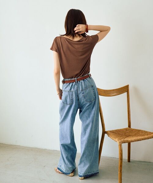 YECCA VECCA(イェッカヴェッカ)の「【接触冷感】ドレープカットトップス(Tシャツ/カットソー・レディース・ブラウン/ブルーグリーン/ブラック・FREE)」の21枚目の写真