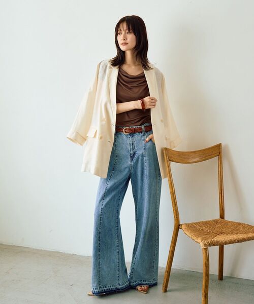 YECCA VECCA(イェッカヴェッカ)の「【接触冷感】ドレープカットトップス(Tシャツ/カットソー・レディース・ブラウン/ブルーグリーン/ブラック・FREE)」の22枚目の写真