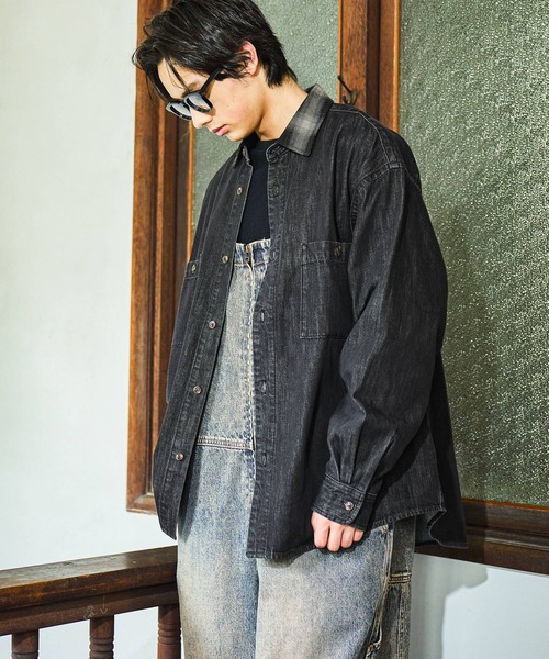 niko and...（ニコアンド）の「Plaid Panel Denim Shirt[niko and ...JEANS]（シャツ/ブラウス・メンズ・ブラック/ブルー・LARGE/MEDIUM）」の19枚目の写真