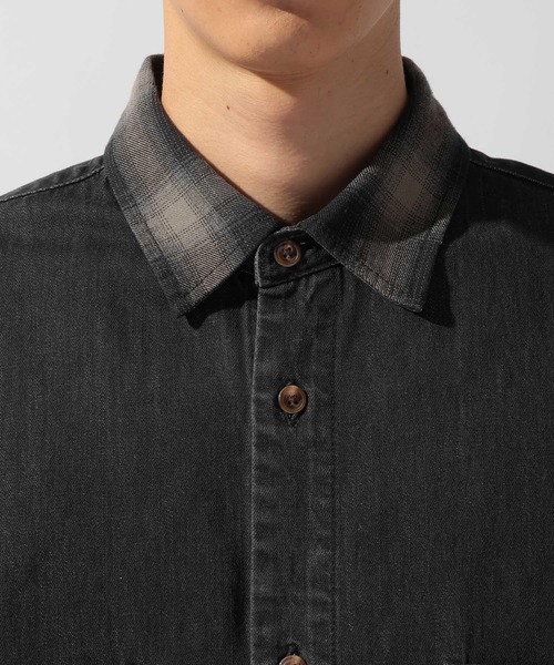 niko and...（ニコアンド）の「Plaid Panel Denim Shirt[niko and ...JEANS]（シャツ/ブラウス・メンズ・ブラック/ブルー・LARGE/MEDIUM）」の5枚目の写真